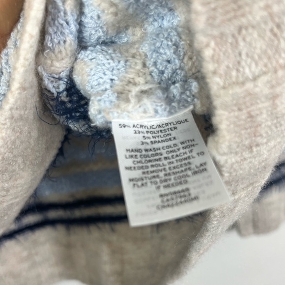 Caslon Cowl Neck Oatmeal Fair Isle Convertible chunky knit Sweater - Picture 7 of 11